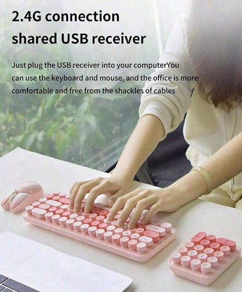 Juego de Tres Piezas de Teclado y Ratón Inalámbricos Portátiles 