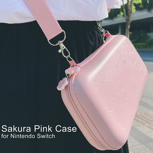 Full Set para Nintendo Switch y OLED ((Bolsa de almacenamiento, soporte, correas, funda protectora)  - Sakura Switch