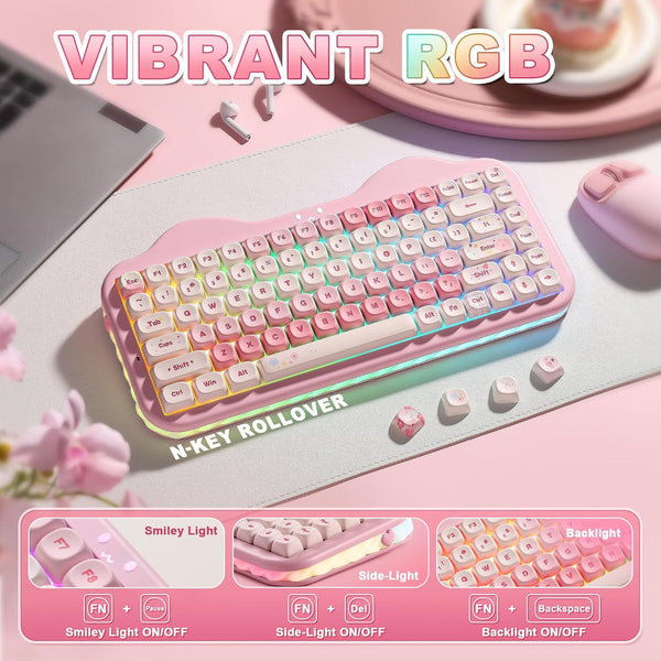 Pink & White 75% Hot Swap - RGB Wireless Mechanical Gaming Keyboard