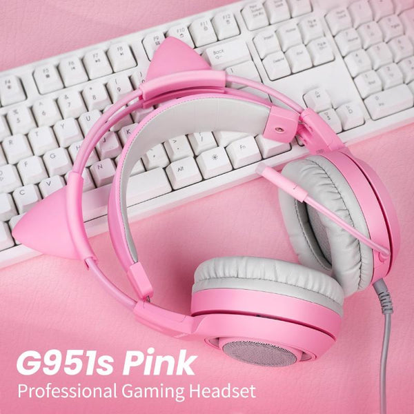 SOMIC G951S - Auriculares Gaming Rosa con cable de 3,5 mm 