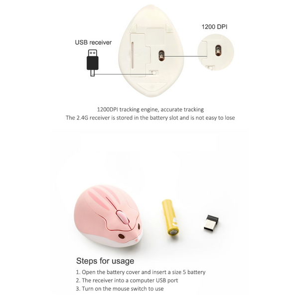 Ratón Inalámbrico Cute - Hamster Mouse