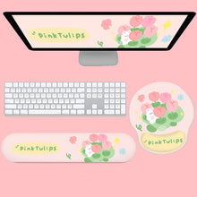 Load image into Gallery viewer, Tulip Bunny and Cute Cat Mouse Pad and Wrist Rest
