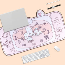 Load image into Gallery viewer, Pink Peach Rabbits Picnic - Mouse Pad
