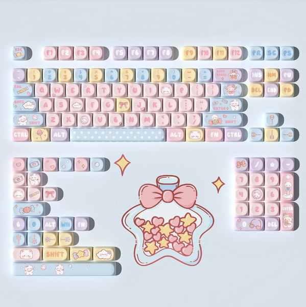 Cute Candy Bear - Set de Teclas para Teclado Mecánico - 131 Teclas de Perfil MOA