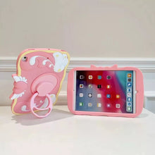 Load image into Gallery viewer, Wings and Heart Silicone Cartoon 360-degree Bracket iPad Protective Cover
