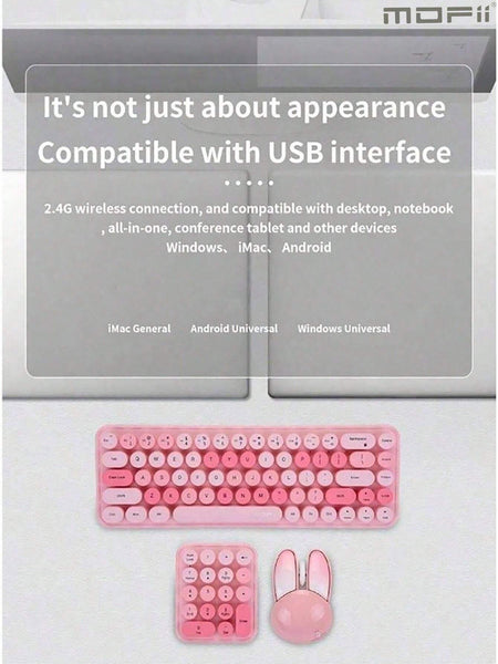 Juego de Tres Piezas de Teclado y Ratón Inalámbricos Portátiles 