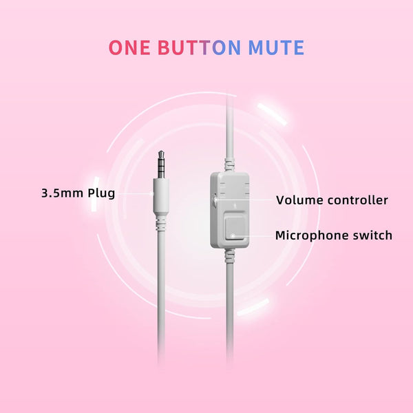 SOMIC G951S - Auriculares Gaming Rosa con cable de 3,5 mm 