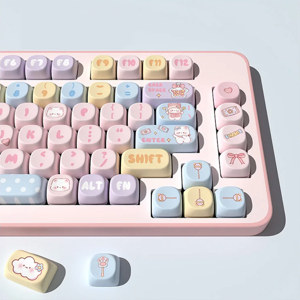 Cute Candy Bear - Set de Teclas para Teclado Mecánico - 131 Teclas de Perfil MOA