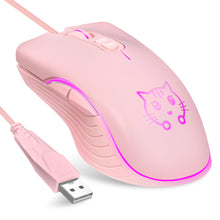 Load image into Gallery viewer, Pink Kitty - Wired Photoelectric Sliding Mouse
