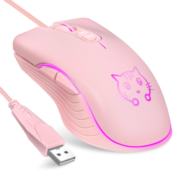 Pink Kitty - Wired Photoelectric Sliding Mouse