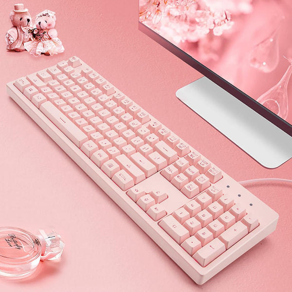 DSK100 - Teclado Rosa Ergonómico - 104 teclas