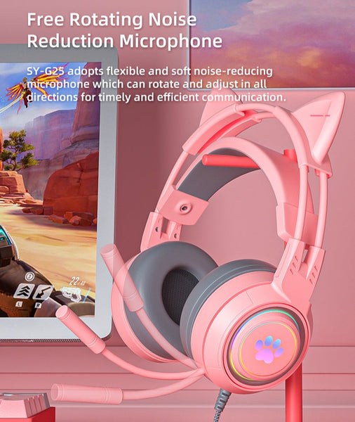 SYTO- G25 - Pink Cat Ears Headphones