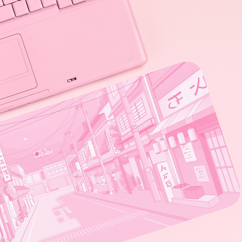 Pink Japan Street - Mouse Pad