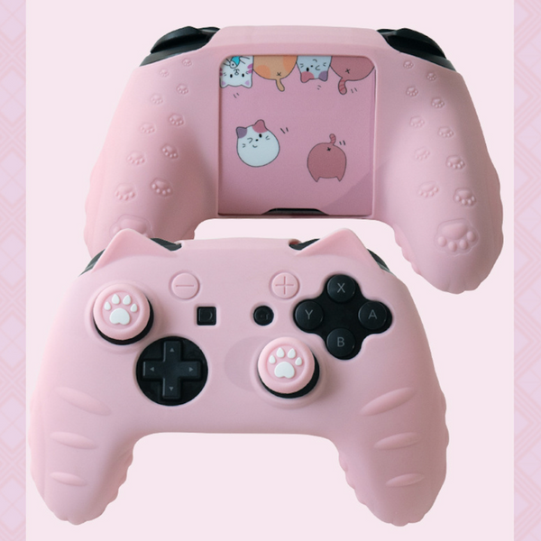 Funda Rosa para Mando Pro de Nintendo Switch - Kitties Paw 