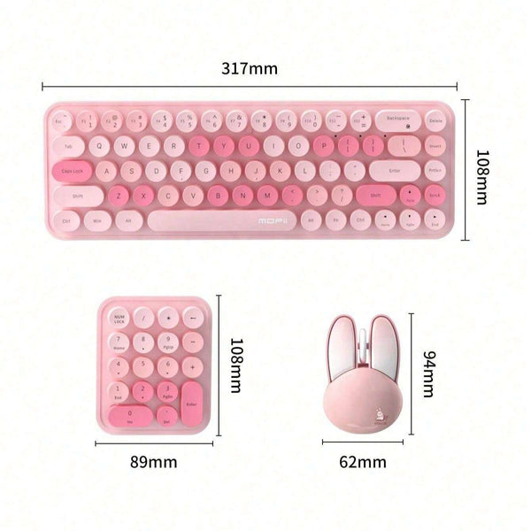 Juego de Tres Piezas de Teclado y Ratón Inalámbricos Portátiles 