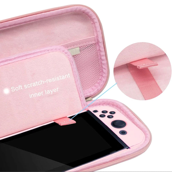 Full Set para Nintendo Switch y OLED ((Bolsa de almacenamiento, soporte, correas, funda protectora)  - Sakura Switch