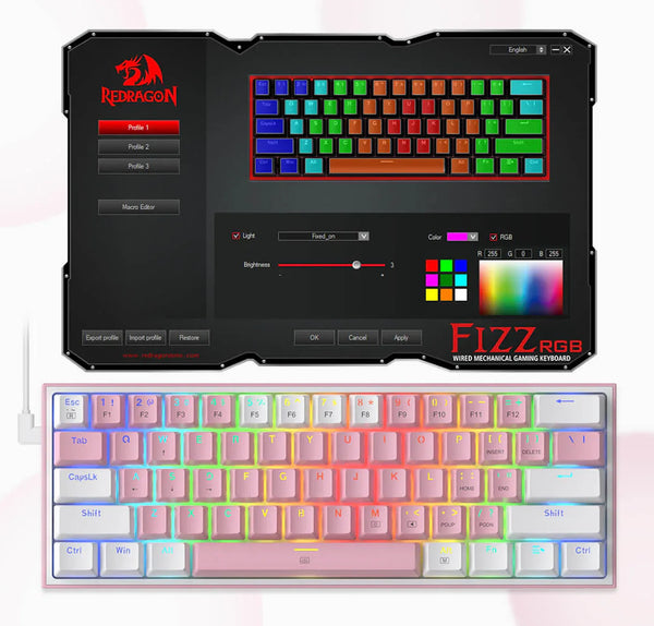 K617 RGB Light Dual Keycap Pink - White Wired Mechanical Keyboard