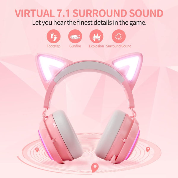 Cat Ears GS510 - Auriculares con Sonido 7.0 y luz RGB