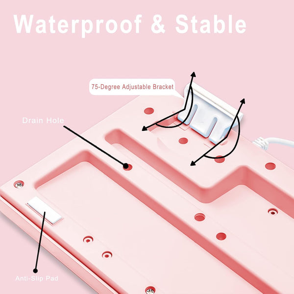 DSK100 - Teclado Rosa Ergonómico - 104 teclas