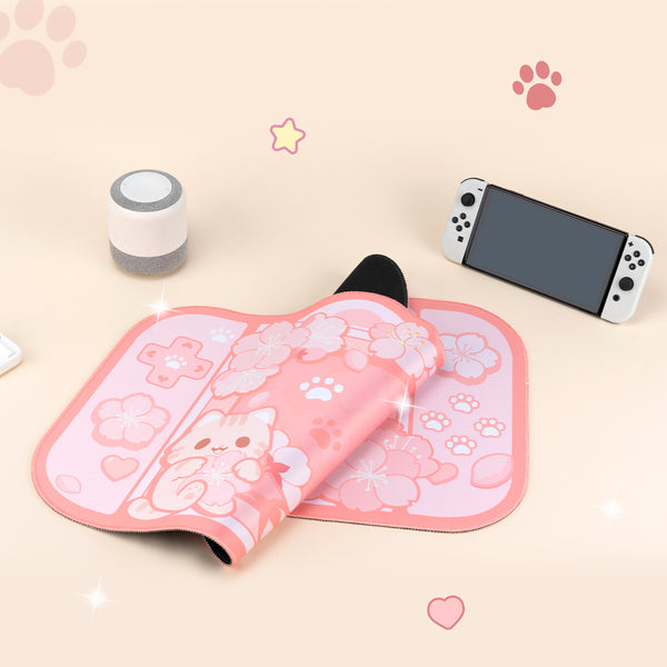 Cherry Blossom Cats - Large and Small Mouse Pads