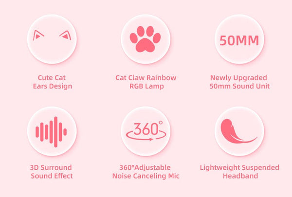 SYTO- G25 - Pink Cat Ears Headphones