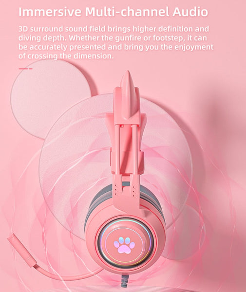 SYTO- G25 - Pink Cat Ears Headphones